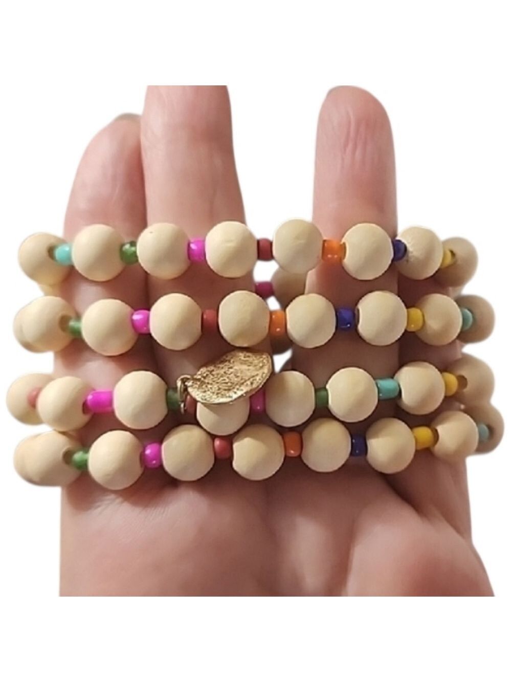 Garden Party Colorful Wooden Beaded Stretch Bracelet Set